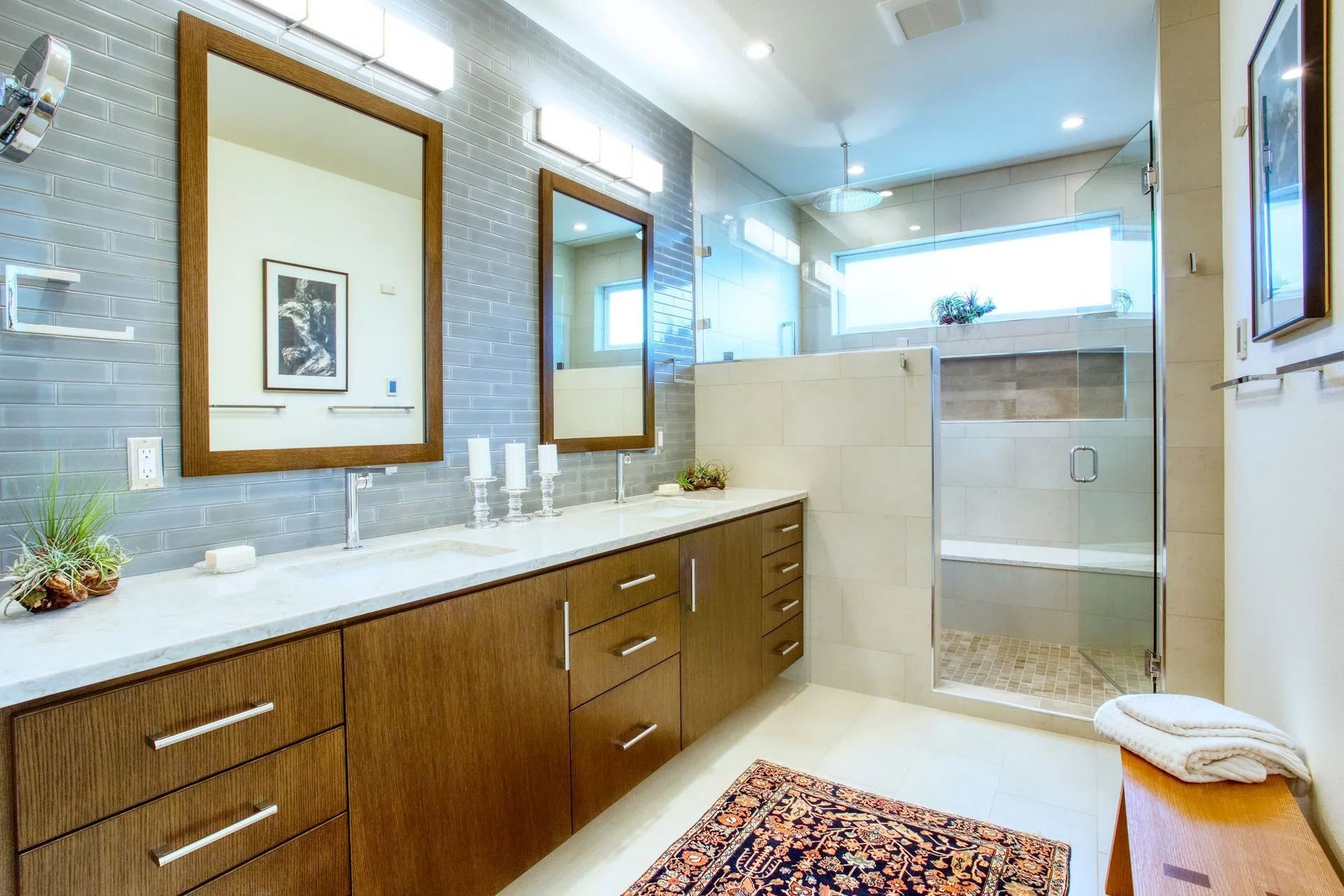 Modern bathroom with glass shower
