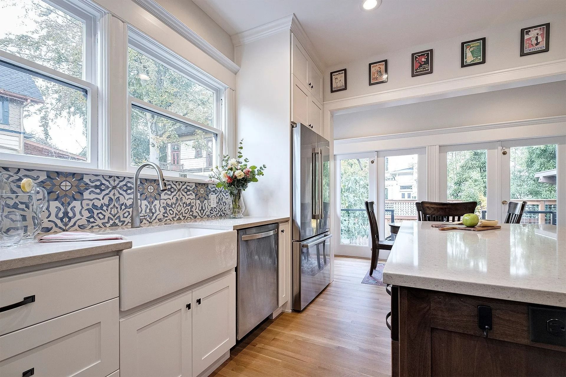 Bright kitchen with large windows