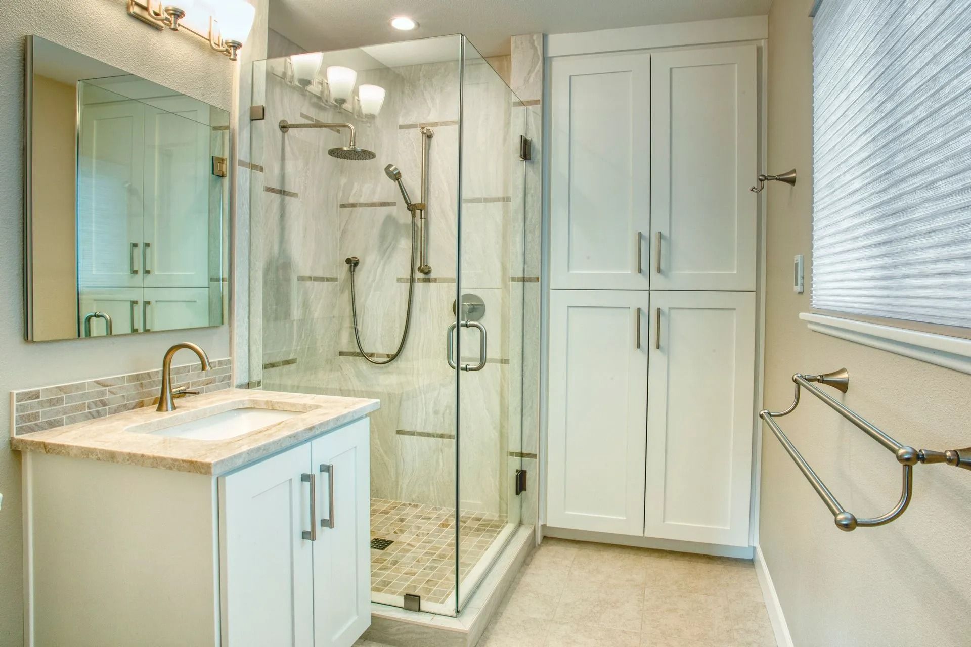 Elegant bathroom featuring marble accents
