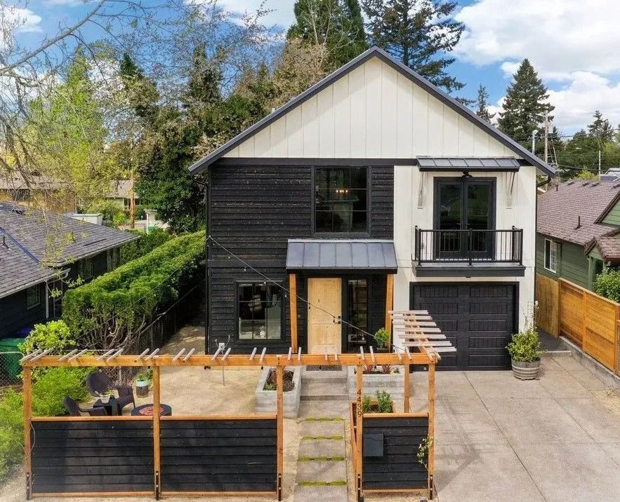 Modern two-story house with black accents