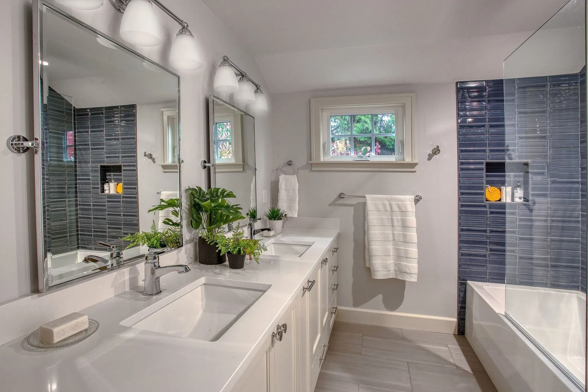 Modern bathroom with double sinks