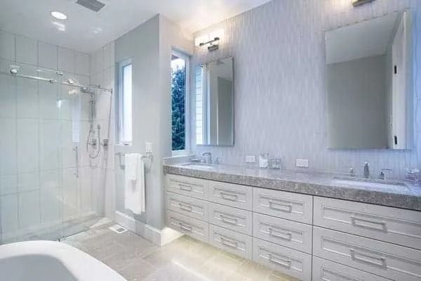 Elegant bathroom design with natural light