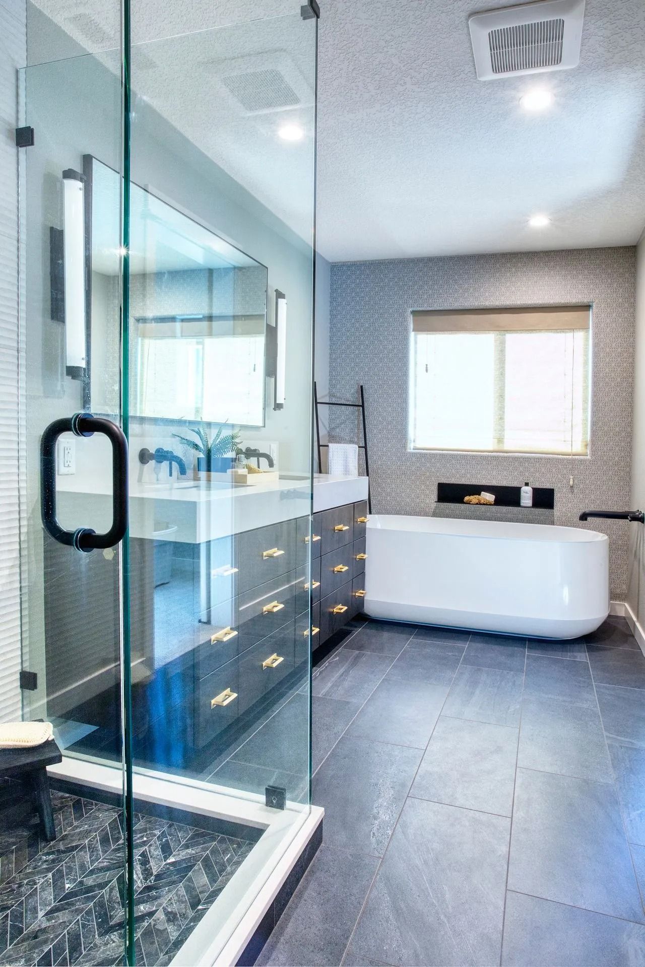 Modern bathroom with glass shower