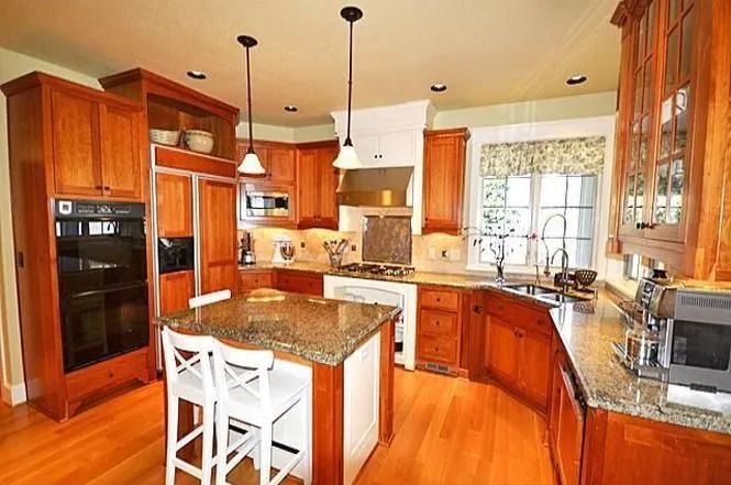 Contemporary kitchen design with large windows