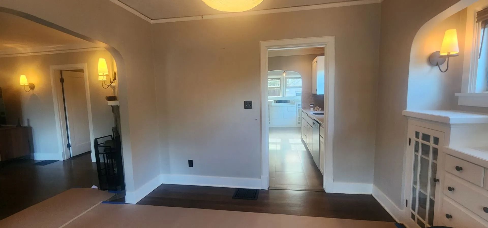 Living room leading to kitchen