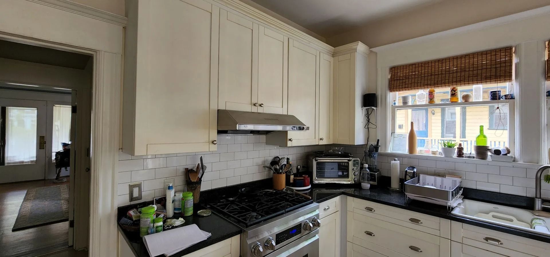 Modern kitchen with white cabinets
