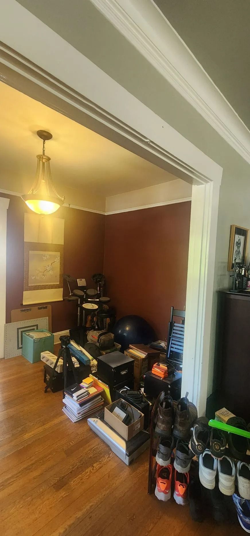 Home office with exercise equipment
