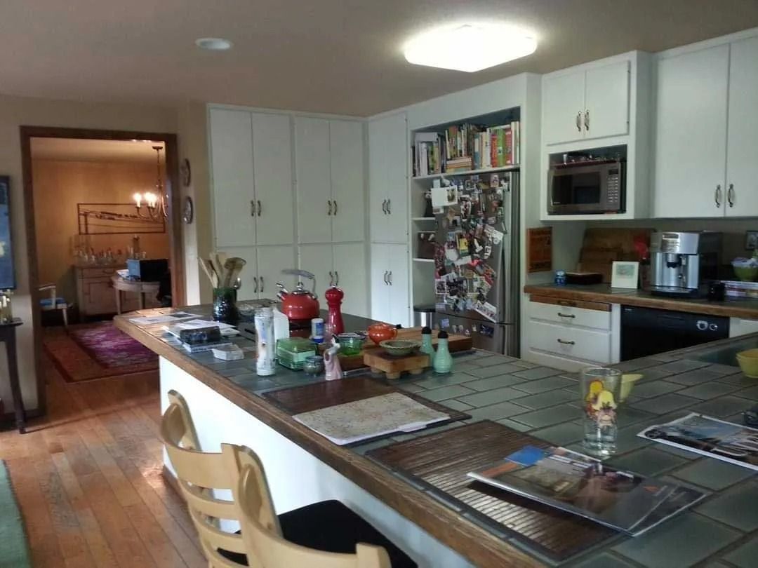 Modern kitchen with wooden flooring